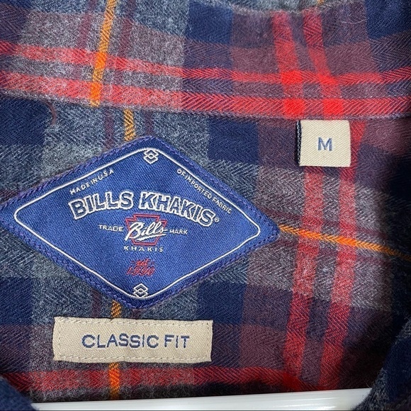 BILLS KHAKIS Men’s Red Niantic Plaid Flannel Shirt Medium - Picture 3 of 5